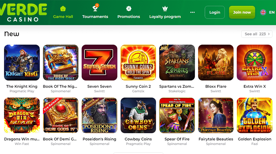 Verde Casino Bonus: 15 Euro ohne Einzahlung + Freispiele